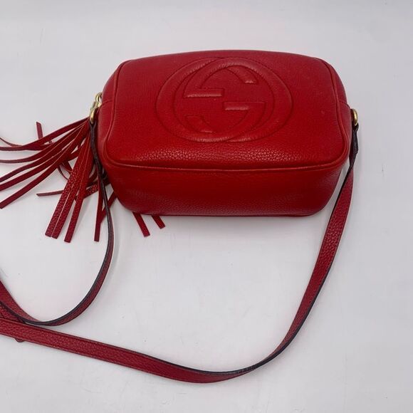 Auth Gucci Tabasco Red Small Soho Disco Crossbody Bag Preloved Purse Excellent - Picture 6 of 16